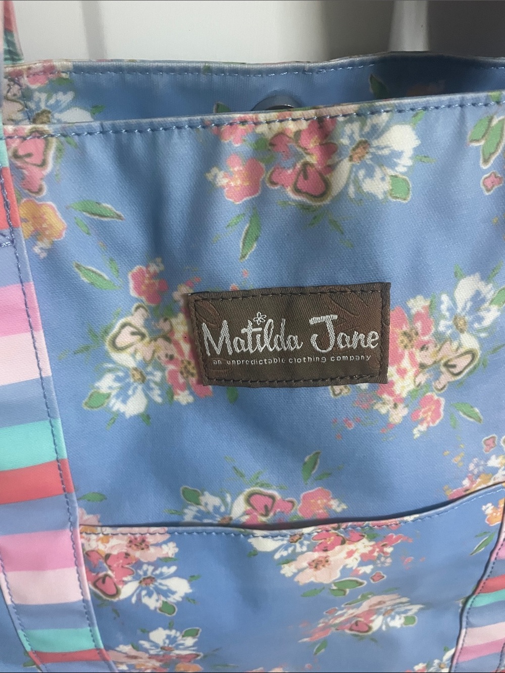 Matilda Jane Periwinkle Floral Tote with Stripe Trim - Picture 7 of 7